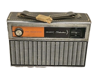 Radio portátil vintage Sears Silvertone de 9 transistores, sin probar, tal cual.