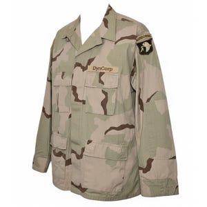 Chemise militaire camouflage désert BDU Veste de combat DynCorp Airborne Patch XL