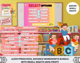 キッズアクティビティブックバンドル | アルファベット、数字、トレース（デジタルダウンロード）