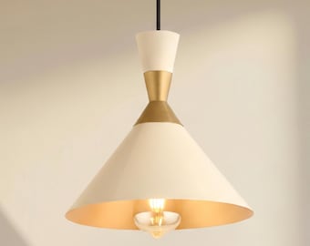 White Metal Cone Pendant Light: Scandinavian Minimalist Ceiling Lamp for Kitchens & Dining Spaces
