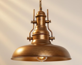 Copper Pendant Light: Industrial Vintage Ceiling Light for Modern Kitchen & Rustic Decor
