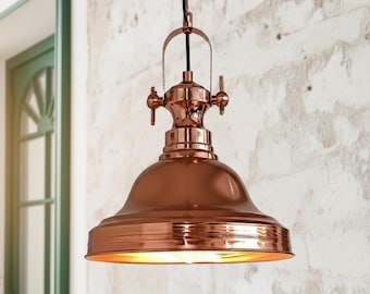 Copper Color Pendant Light: Industrial Hanging Lamp for Modern Kitchen, Farmhouse Decor