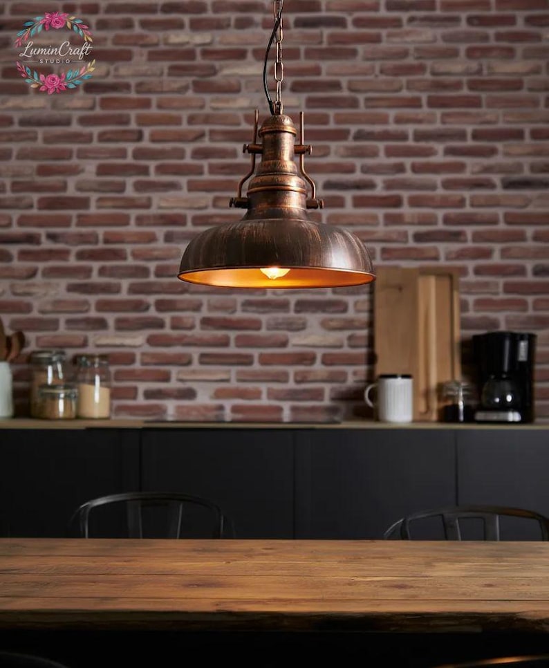 Handmade Rustic Copper Color Pendant Light: Modern Kitchen Lighting ...