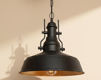 Black Industrial Pendant Light – Black Metal Ceiling Lamp for Kitchen & Dining
