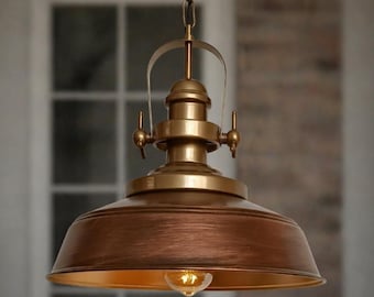 Copper Color Pendant Light: Rustic Vintage, Kitchen Island, Cafe Pendant Lighting