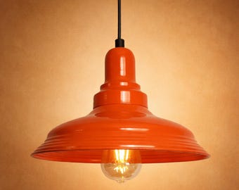 Orange Pendant Light: Industrial Rustic Ceiling Light for Modern Kitchens & Cafes