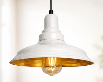 White Pendant Light: Industrial Rustic Ceiling Light for Modern Kitchens & Cafes