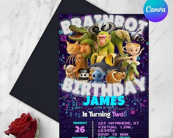 Italian Brainrot Birthday Invitation, Digital Invitation, Birthday Invitation, Canva Template Invitation, Editable, Digital Download