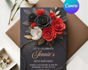 Wildflower Garden Birthday Invitation: Editable Floral Canva Template (Digital Download)