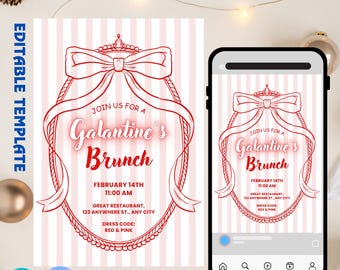 Galentine's Girls Night Invitation, Friends Valentines Dinner Invite, Digital Valentine Invitation, Galentines Day Evite, Instant Download