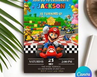 Super Mario Birthday Invitation, Gaming Party, Printable Invite (Digital Download)