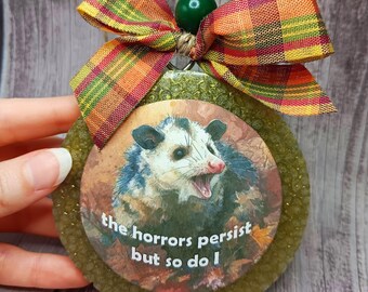 The Horrors Persist Possumcore Cinnamon Pinecone Scented Car Freshie Meme for Midwestern Folk