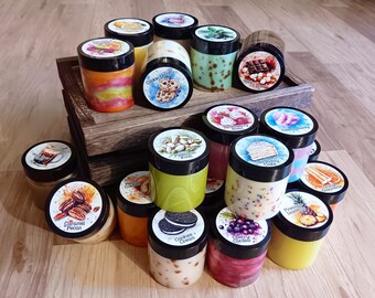 Scoopable Ice Cream Wax Melts 100% Soy Highly Scented 20 Fruity & Sweet Flavors Made Fresh 4 oz Jar Vegan Organic Petroleum Free