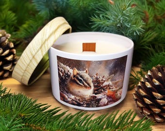 Cozy Chipmunk Cinnamon Pinecone Scented Candle