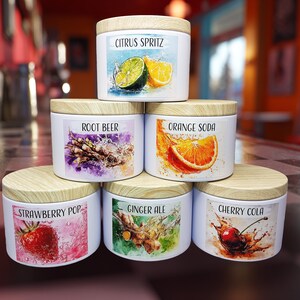 Sodafontän 6-pack sortiment unika dofter mysigt sprakande träveke sojaljus