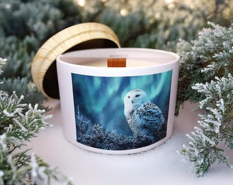 Snowy Owl Northern Lights Frosted Juniper Scented Candle
