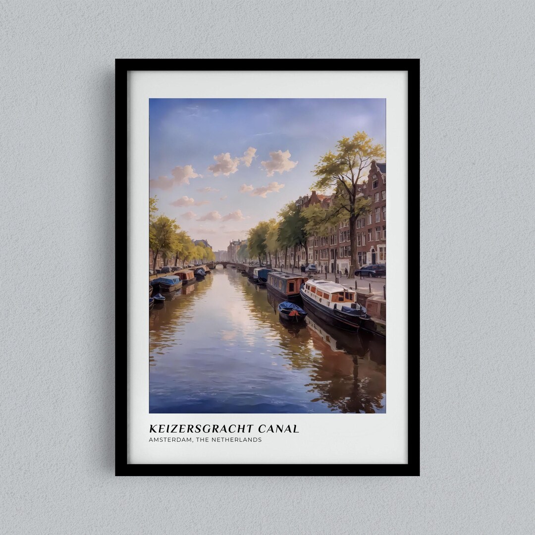 Amsterdam Canal Wall Art, Houseboat Poster, Dutch Cityscape Print ...