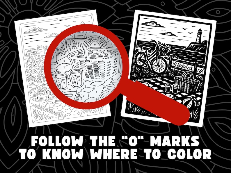 Procreate and tracing coloring book with black and white line art