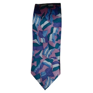 John Blair Herren Seidenkrawatte Abstrakt Geometrische Lila Teal Pink XL Extra Lang 4 in