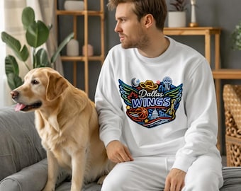 Dallas Wings Unisex Sweatshirt • Neon Basketball Graphic • Dallas Fan Apparel