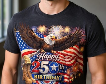 America 250th Birthday T-Shirt • Patriotic Eagle Flag Tee, freedom shirt