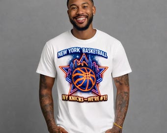 NY Knicks Neon Fan Art PNG | New York Basketball We’re #1 Design |