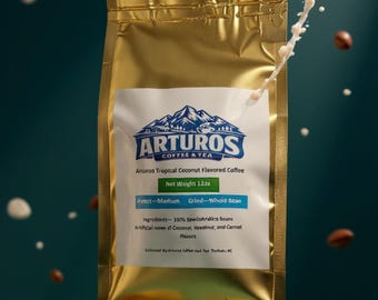 Arturos Tropical Coconut Flavored Coffee - 12oz Bag - Whole Beans - island flavor