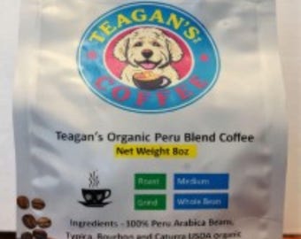 Teagan's Organic Peru Coffee – Medium Roast Whole Bean Arabica (8oz)