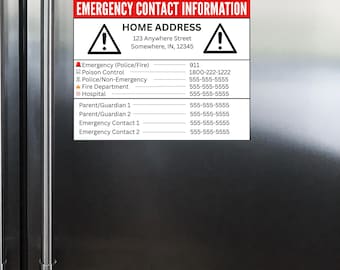 Emergency Contact Information Magnet (2 Pack)