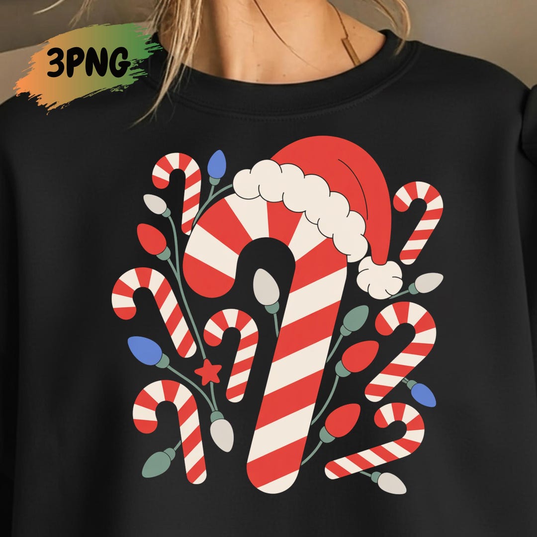 Christmas Candy Cane Santa PNG: Xmas (digital Download) - Etsy