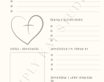 Daily Gratitude Worksheet: Christian Journal Page (PDF Download)