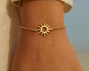 Gouden zonbedelarmband: roestvrijstalen bohoketting