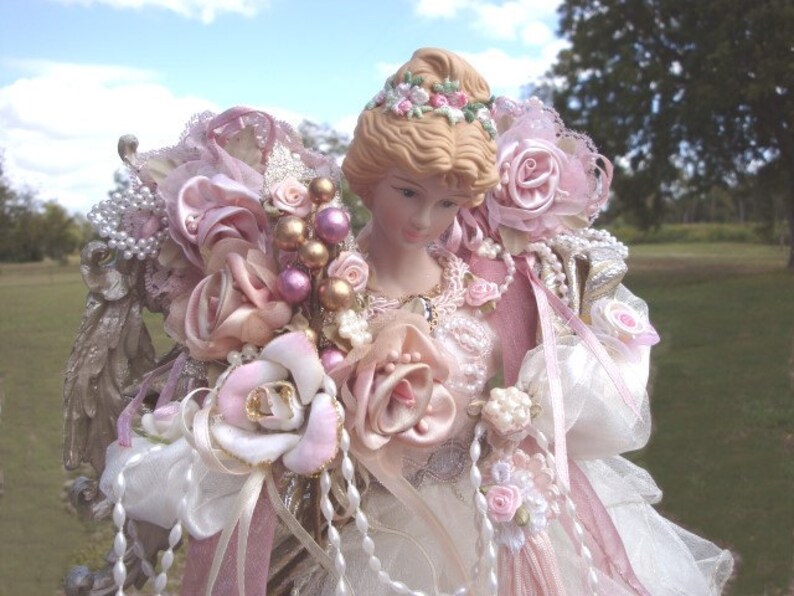 Shabby Chic Angel Christmas Tree Topper Victorian Style Pink Etsy