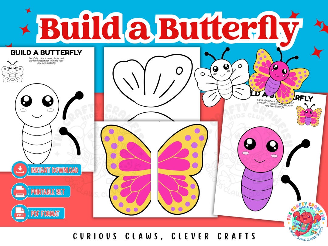 Butterfly Craft Printable, Cut and Paste Activity, Preschool PDF for ...
