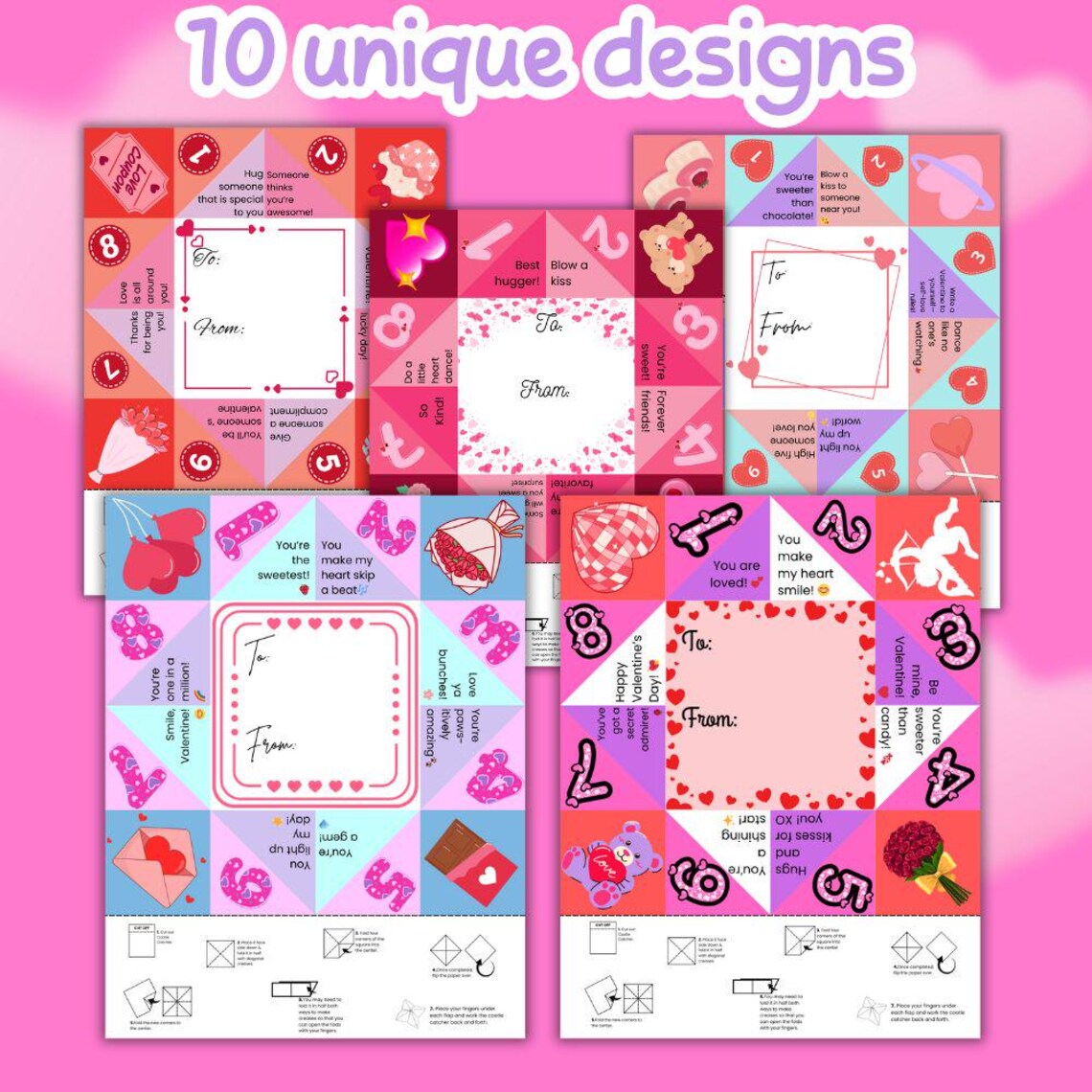 Printable Valentine Chatterbox Game for Kids, Fortune Teller Activity ...