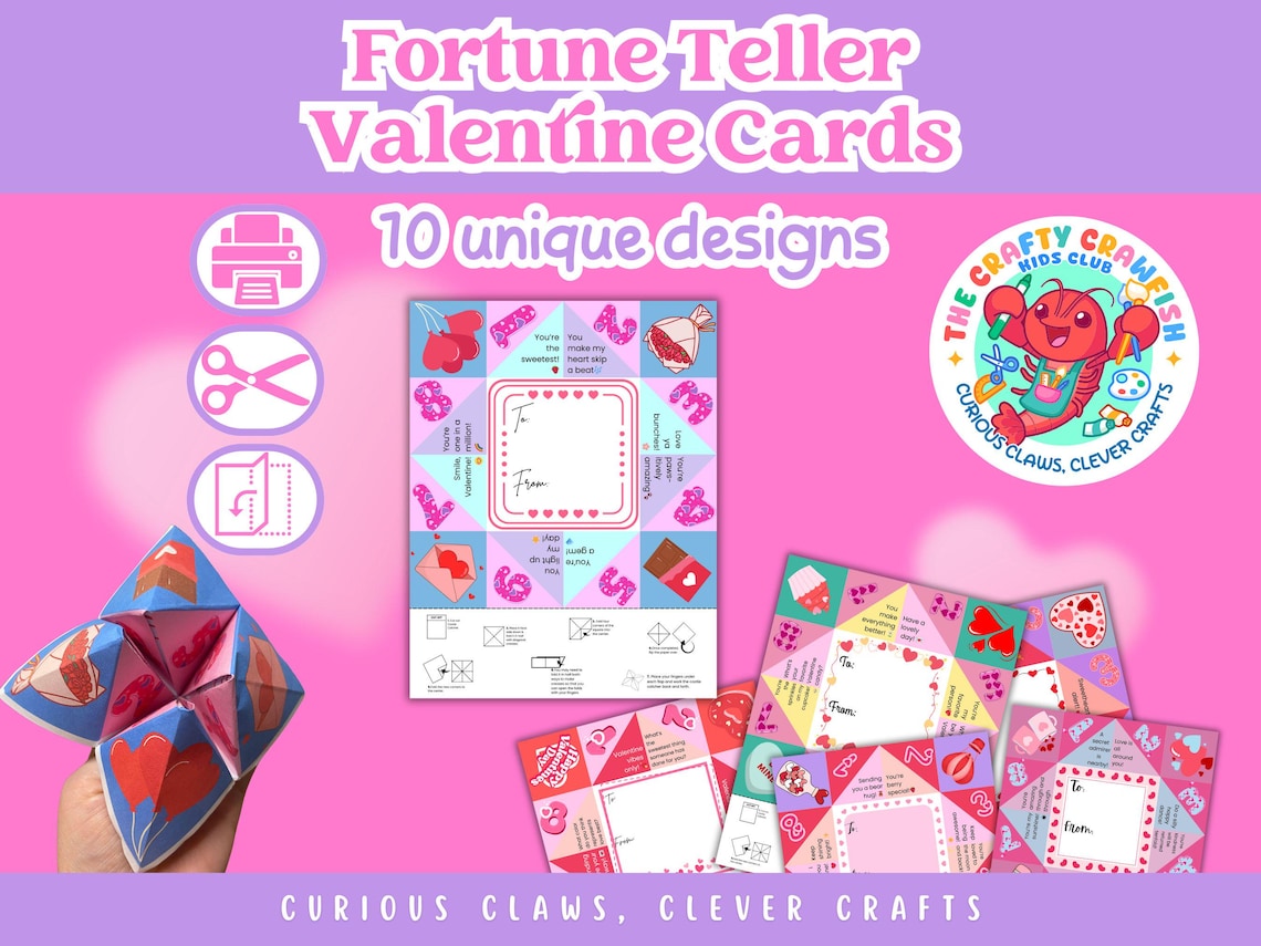 Printable Valentine Chatterbox Game for Kids, Fortune Teller Activity ...