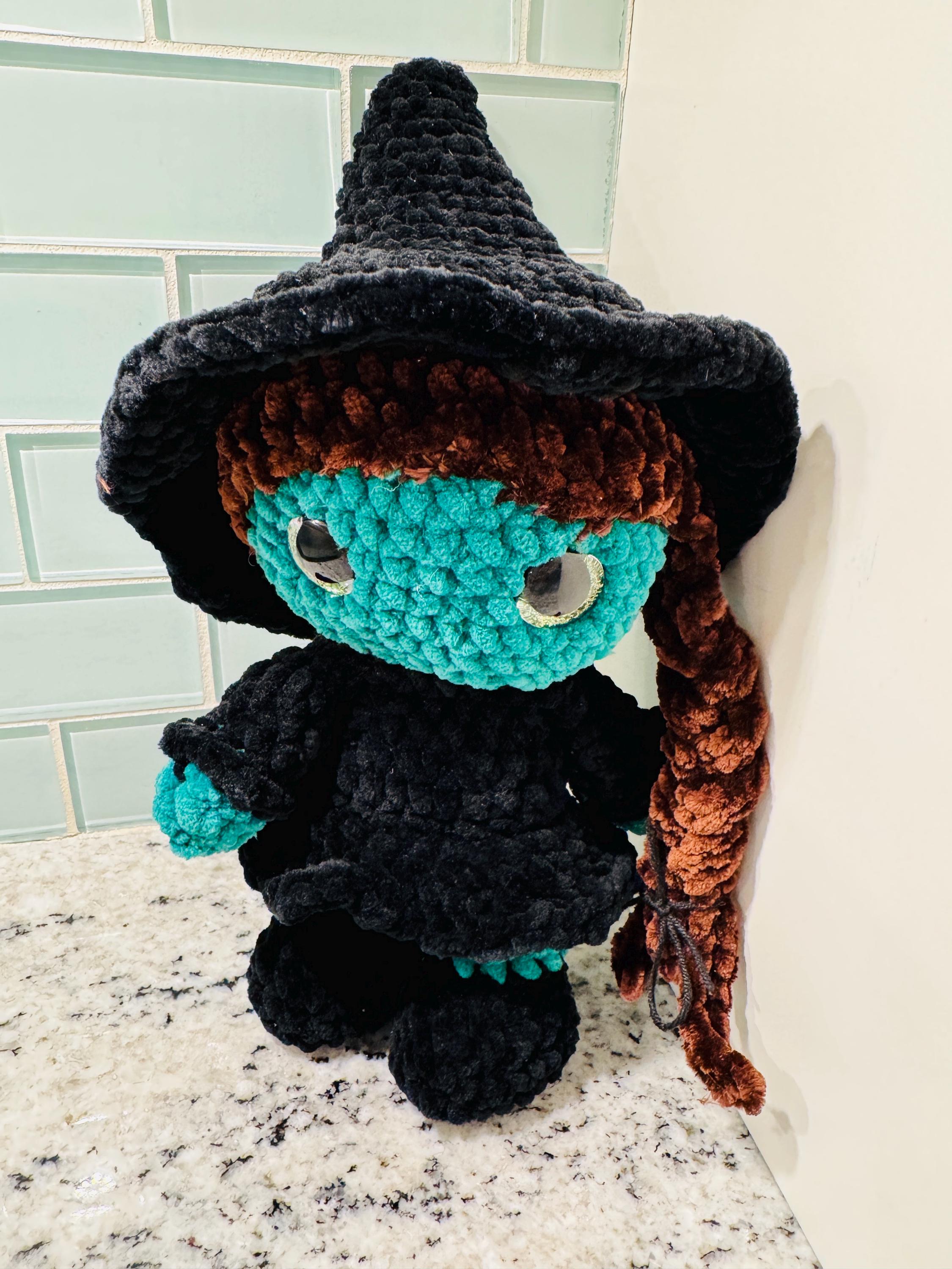 wicked Elphaba Black Crocheted Witch Hat Elphaba Wicked Crochet Hat Pattern - Etsy main image 4