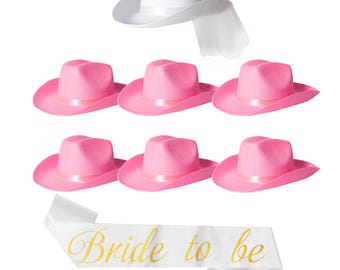 Cowgirl Hat Set for Bachelorette Party Favors | Bride & Bridesmaid Western Hats | Last Rodeo Nashville Bach Party Decorations