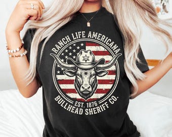 Patriotic Cowboy Bull American Flag Western Vintage PNG: Western Patriotic png USA Flag Cowboy png (Digital Download)