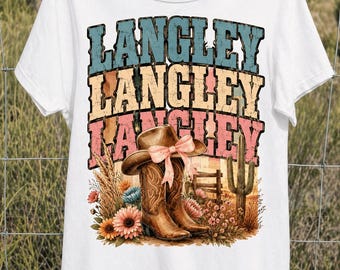 Vintage Langley naamstijl klassiek PNG, gepersonaliseerd retro naamontwerp, typografie voor een gepersonaliseerd familiecadeau, digitale download.