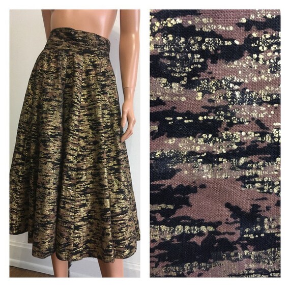 1950's Full Skirt Black Full Skirt Gold Full Skirt