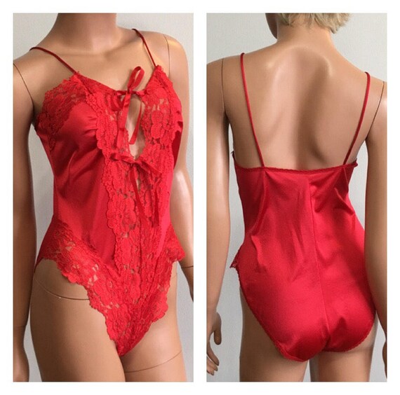 1980's Teddy Red Teddy High Cut Teddy Lace Teddy R
