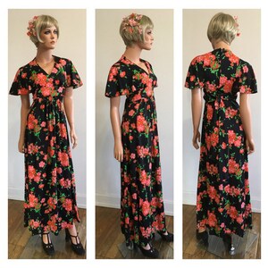 70s Does 30s Dress 70s Maxi Dress Disco Dress Floral Maxi Dress Disco Party Dress Floral Dress Long Dress 70s Party Dress Size Small image 3