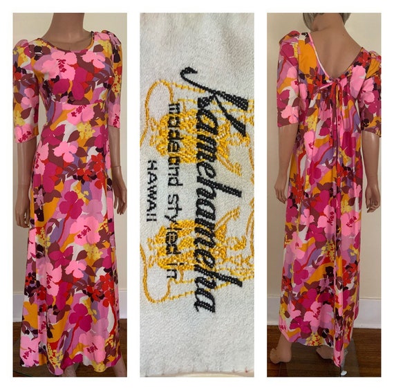 1960s Kamehameha Maxi Dress Kamehameha Hostess Dre