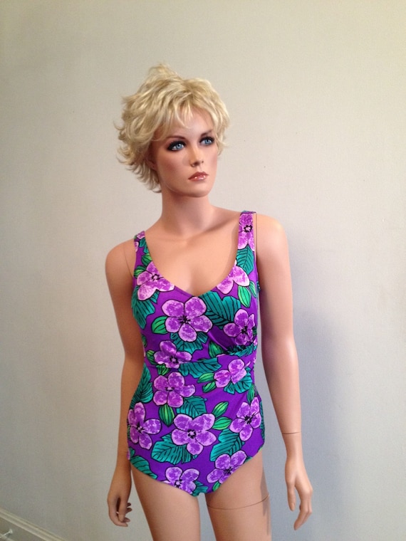 1980s Swimsuit Purple Swimsuit One Piece Swimsuit… - image 2