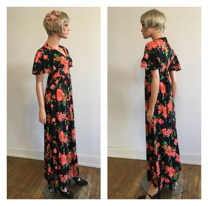 70s Does 30s Dress 70s Maxi Dress Disco Dress Floral Maxi Dress Disco Party Dress Floral Dress Long Dress 70s Party Dress Size Small image 4