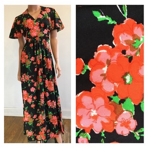 70s Does 30s Dress 70s Maxi Dress Disco Dress Floral Maxi Dress Disco Party Dress Floral Dress Long Dress 70s Party Dress Size Small image 1