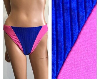 I980s Bikini Bottoms 80s High Cut Bikini Bottoms 80s Workout Wear 80s Costume Hot Pink Bikini Bottoms 80s Costume Pink And Royal Bikini