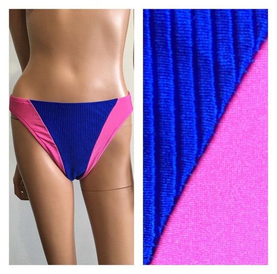 I980s Bikini Bottoms 80s High Cut Bikini Bottoms … - image 1