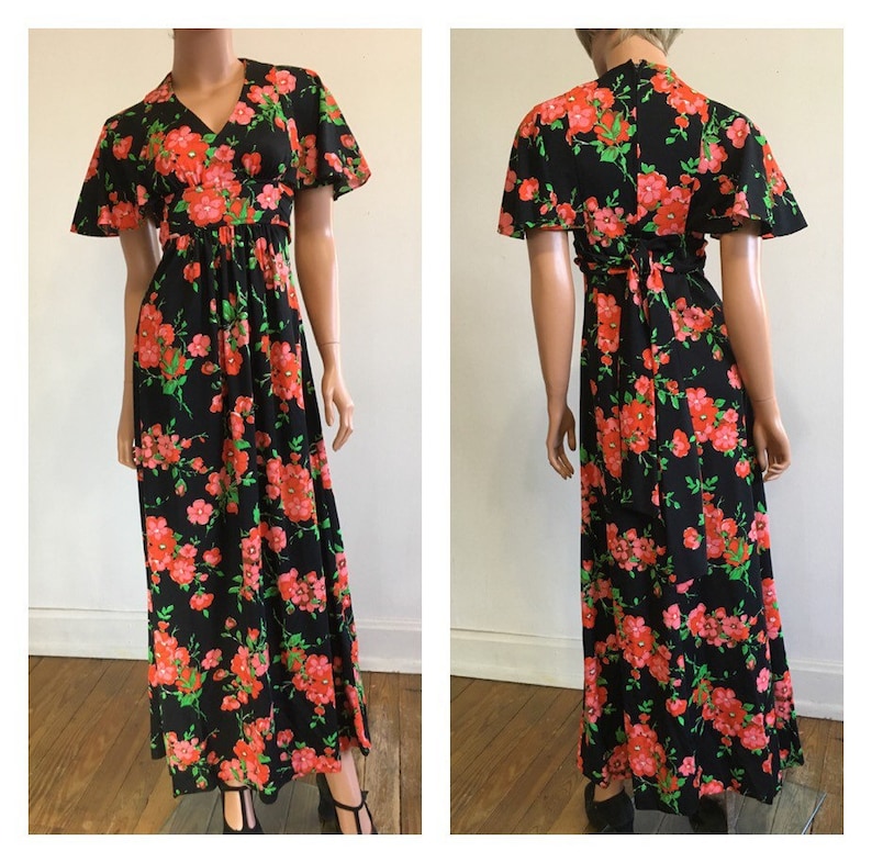 70s Does 30s Dress 70s Maxi Dress Disco Dress Floral Maxi Dress Disco Party Dress Floral Dress Long Dress 70s Party Dress Size Small image 2